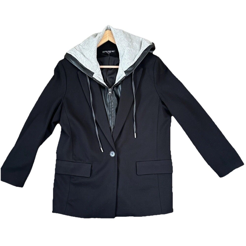 CENTRAL PARK WEST Large Removable Dickie Hood  Layered Blazer Jacket  NYC chic